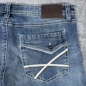 TK‎ Axel Jeans Men's 38x32 Blue Denim Slim Bootcut Embroidered Pocket Flaps